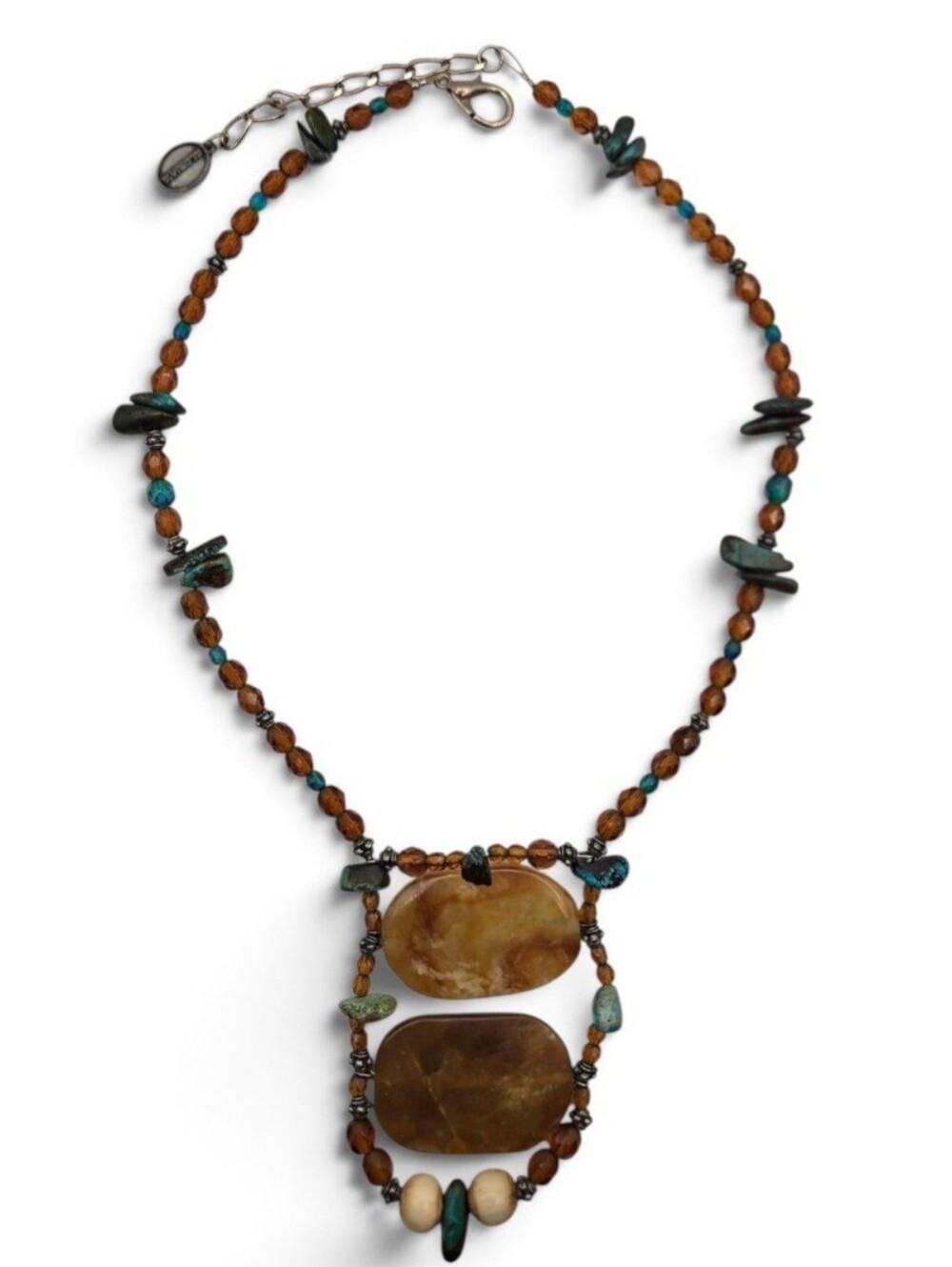 Vintage Signed GLORIA’S Mixed Stone & Glass Bead Statement Necklace